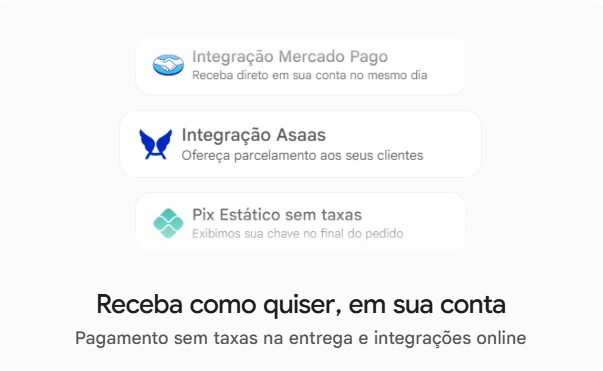 Pagamentos diretos ao restaurante com Pix estático, cartão, débito e dinheiro